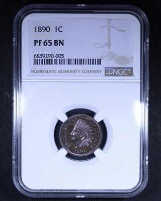 1890 Indian Head Cent - 1c NGC PR65 BN - Lovely Purple Toning - Image 1 of 4