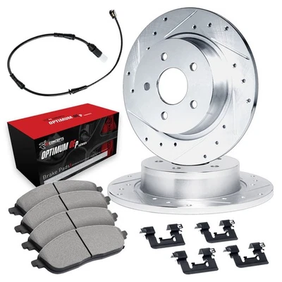 For Mercedes-Benz SL500 03-06 Drilled & Slotted Rear Brake Kit w Optimum Pads Foto 1 de 2