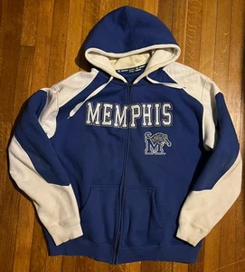  Memphis Tigers Coloseum Full Zip Hoodie Adult XXL Blue and White Heavy Weight - Picture 1 of 12