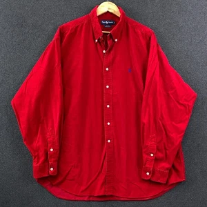 Ralph Lauren Blake Mens 2XL Long Sleeve Button Down Shirt Bright Red Corduroy - Picture 1 of 11