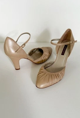 Salto Antonio Melani dourado/champanhe metálico ruched D'Orsay 3" - Tamanho 6,5M - Imagem 1 de 4