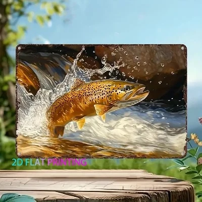 Blechschild Forelle Fisch Angler Angeln Vintage Metallschild TEL3203 - Bild 1 von 2