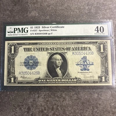 1923 One Dollar Silver Cert $1 FR 237 PMG 40 Extremely Fine Speelman/White Sigs - Image 1 of 4