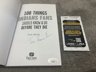 CLEVELAND GUARDIANS HOF TOM HAMILTON SIGNED 100 THINGS INDIANS FANS BOOK JSA COA - Image 1 of 4