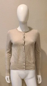 Lord & Taylor Womens Tan Cashmere Long Sleeve Cardigan Sweater Size M - Picture 1 of 6
