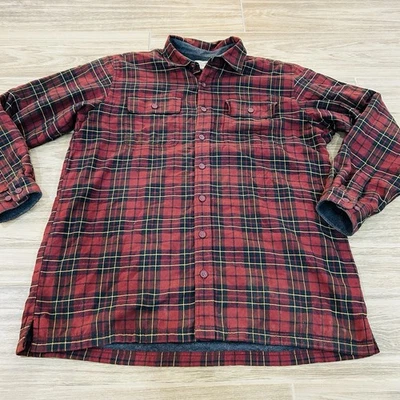 LL Bean Camisa Chaqueta Para Hombres XL Alta Roja a Cuadros Forrada de Vellón Franela Abrigo Chamarra Foto 1 de 4