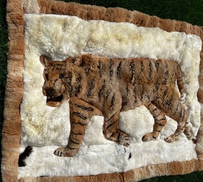 Alpaca Connection Peru Alpaca Fur Tiger Rug 48” x 65” (4ft x 5ft, 5in) AS IS - Image 1 of 4