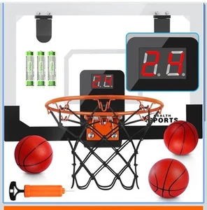Electronic Over-the-Door/Wall-Mount Basketball Hoop w/ Scoreboard and LED Lights - Picture 1 of 6