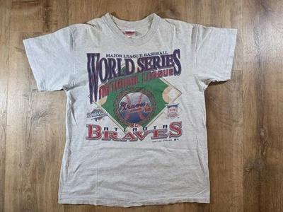 Camiseta De Colección 1992 Atlanta Braves Serie Mundial Hanes Peso Pesado MLB Logo 7 L Foto 1 de 4