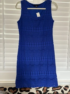 TIANA B Dress Womens Small Blue Crochet Lace Sheath Cocktail Party Holiday NWT - Image 1 of 4