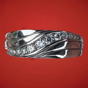 925 Sterling Silver Simulated Diamond Engagement Wedding Band Ring Size 12 NIB ! - Picture 1 of 9