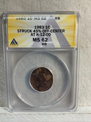 Centavo Lincoln 1983 descentrado fecha completa ANACMS62 RD como nuevo error atractivo visual graduado Foto 1 de 3