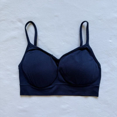Sutiã esportivo jóquei S almofadas removíveis alças ajustáveis azul marinho elástico - Imagem 1 de 4
