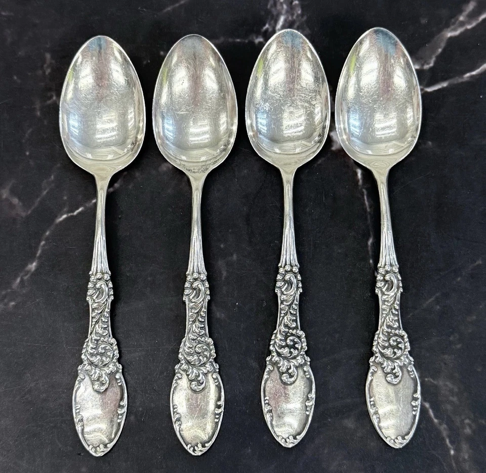 Juego de 4 cucharaditas Frank Whiting tirolesa de plata esterlina cinco en punto Foto 1 de 4