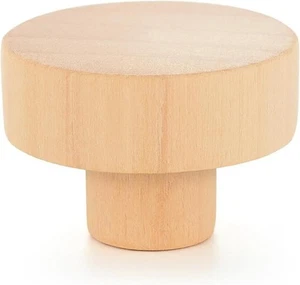 10 Pack Wood Knobs - 1.4" Round Cabinet Pulls for Drawers, Dressers, Kitchen - Picture 1 of 8