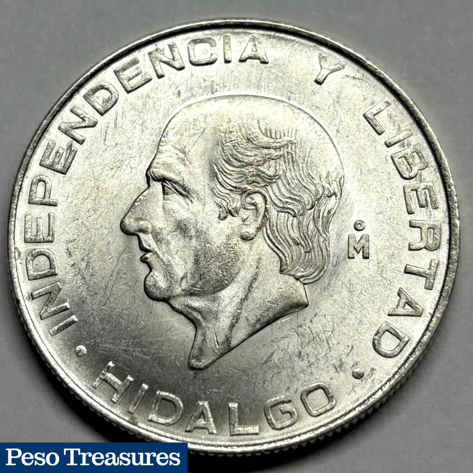 1957 Mexico 5 Pesos Hidalgo Silver Coin .720 Fine BU🔥Brilliant Uncirculated - Image 1 of 4