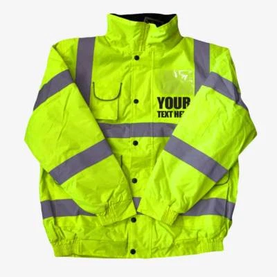 BROOK HI VIS CUSTOM PRINTED Kids hi vis viz bomber jacket, Add child's name to the front