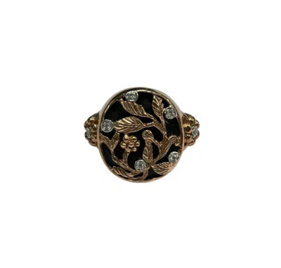 9ct 9K Rose Gold Black Onyx And Diamonds Ladies Ring. Size O.Brand New - Image 1 of 4