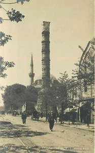 CONSTANTINOPLE TURKEY COLONNE BRULEE STREET SCENE OLD REAL PHOTO POSTCARD - Picture 1 of 2