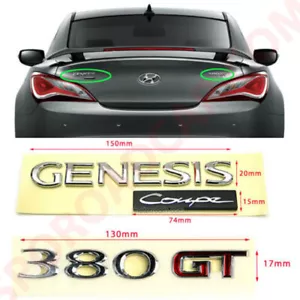 Genesis Coupe 380GT Chrome Rear Trunk Emblem 2P for 2009-2016 Genesis Coupe - Picture 1 of 2