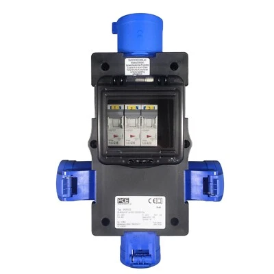 32Amp 3Pin Plug to 3 x 16Amp 3 Pin Sockets 230V IP44 | PCE ST Anton Distribution - Image 1 of 4