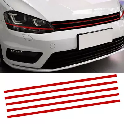 5Pcs Red Car Reflective Strips Front Hood Grille Sticker Decoration Accessories • 4.27£