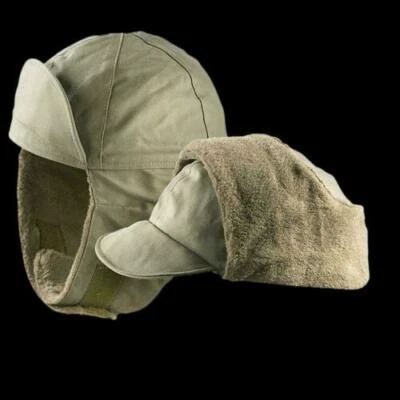 GERMAN ARMY (BUNDESWEHR) GERMAN MILITARY ARMY ISSUE WINTER PILE CAP/HAT EAR FLAPS OD GREEN SZ 58 NEW