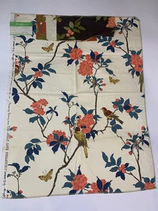 Vntg Greeff Flowering Cherry Cotton Fabric Sample Rose On Eggshell 27” X 35” - Picture 1 of 14