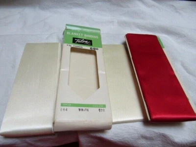 Vintage Talon 2" Blanket Binding White and Dk Rose Satin – See Description - Image 1 of 4