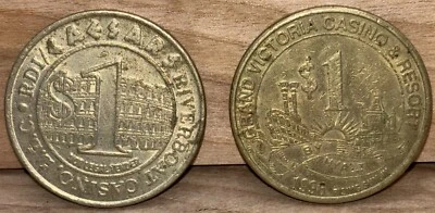 Vintage Casino Token Caesars Riverboat, Grand Victoria Casino Indiana $1 - Image 1 of 2