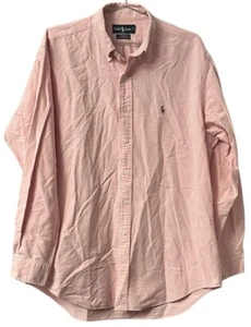 Ralph Lauren Yarmouth Herren 16 1/2 35 einfarbig rosa Langarm Hemd Logo - Bild 1 von 4
