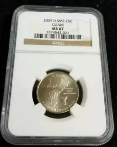 2009-D SMS 25c Guam Quarter-NGC MS67 - Picture 1 of 2