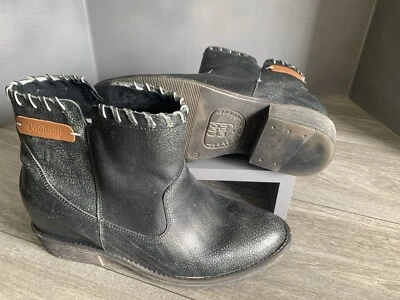 Cool Way Distressed Black Pull On Ankle Western Boots Size 40 Spain US 8.5 - Image 1 of 4
