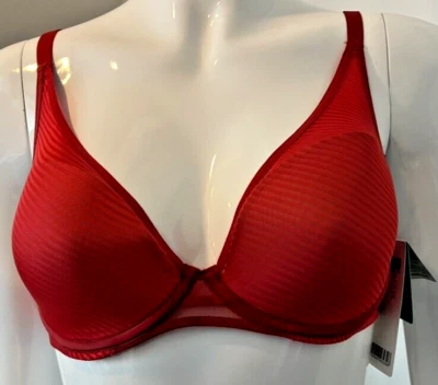 Nuevo sujetador Passionata de Chantelle Nais Plunge Contour, nuevo con etiquetas 32DD color rojo Foto 1 de 3