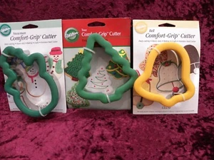 WILTON Snowman Tree Bell Christmas Set Comfort Grip Cookie Cutters VINTAGE NOS - Picture 1 of 4