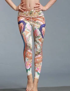 Women's Peacock Floral Print Active Leggings Fitness/Cycling Stretchy Yoga Pants - Picture 1 of 12