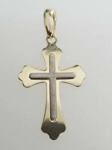 14k Two Tone Gold Religious 3D Jesus Cross Crucifix Small Tiny Pendant Charm - Picture 1 of 7