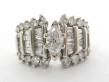 Cluster Wedding 2 Ct Marquise Cut Simulated Diamond 14K White Gold Plated Ring