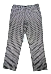 Foxcroft Black & White Sun Star Pattern Side Zip Stretch Ankle Pants Size 14 - Picture 1 of 3