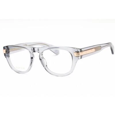 Óculos masculinos Gucci cinza oval armação de plástico lente transparente GG1519O 003 - Imagem 1 de 2