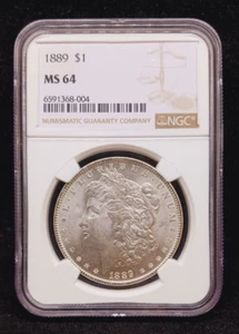 1889 NGC MS64 Morgan Silver Dollar Coin - Picture 1 of 4