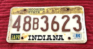 VINTAGE INDIANA 1983 AUTOMOBILE LICENSE PLATE - 'HOOSIER STATE' - Picture 1 of 2