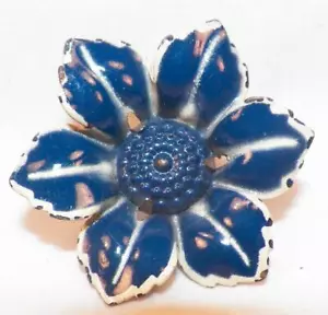 2 spille per tenda fiori blu vetro centrale crema retrò metà secolo vintage #19 - Foto 1 di 4