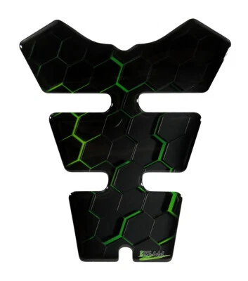 Tankpad Wabenmuster Grün - Motorrad Tankschutz 3D Lackschutz Aufkleber : Form 35 - Bild 1 von 4