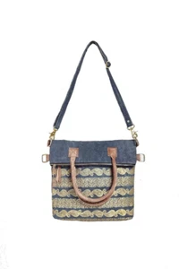Bolso de Mano Mona B Lona Boho Convertible Plegable Bandolera Paisley Correa Desmontable - Imagen 1 de 6