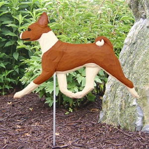 Basenji Outdoor Garden Sign Hand Painted Figure Red/White - Picture 1 of 1