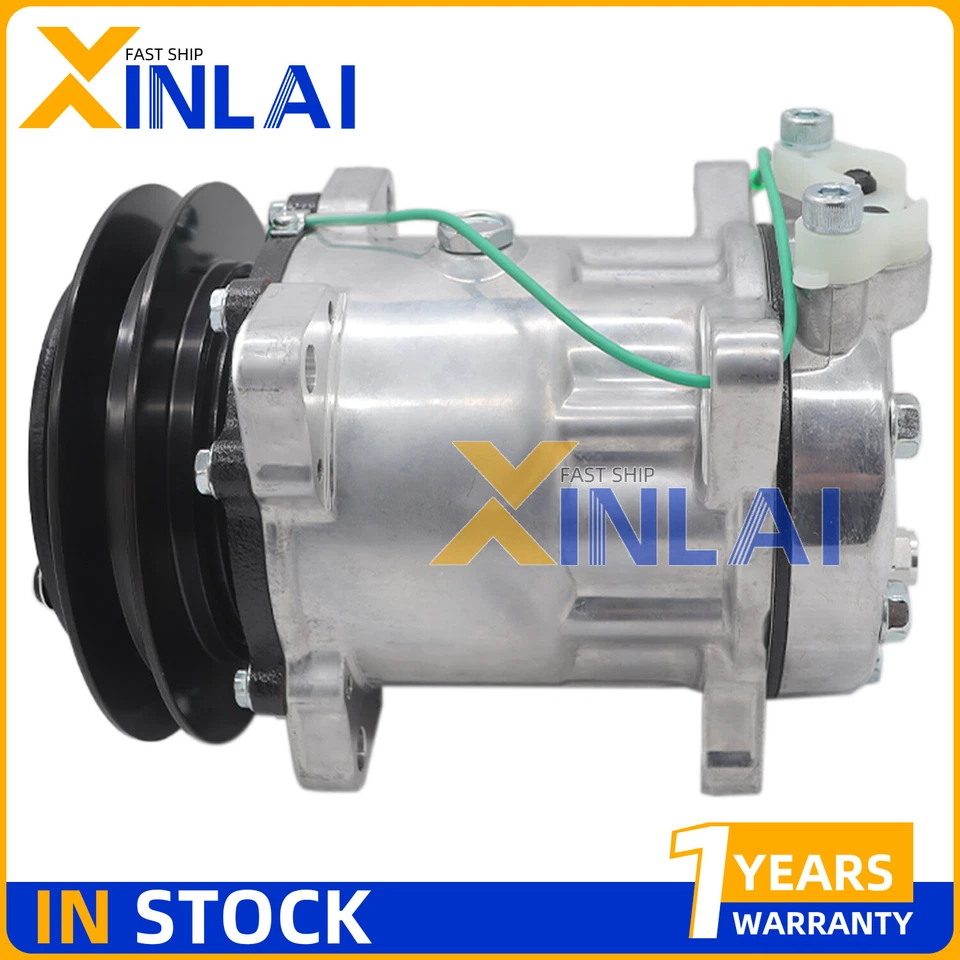 Compresor de aire acondicionado SD7H15 con embrague compatible con Mitsubishi Kobelco Kato Komatus Fuso 12V Foto 1 de 4