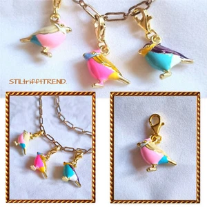 CHARM ANHÄNGER VOGEL VÖGEL gold türkis lila rosa rot  für ARMBAND und KETTE - Bild 1 von 5