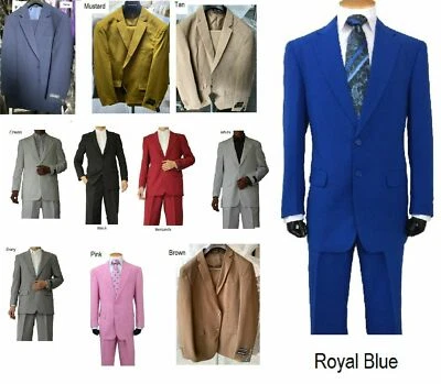 Men's Basic 2 Button Single Breast Work Suit 702P 5 Colors Size 38 - 56 - Image 1 of 4