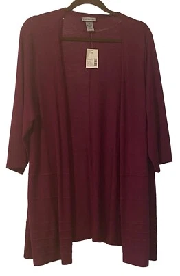 Cárdigan Catherine’s 0x abierto ligero nuevo con etiquetas manga 3/4 ciruela púrpura Foto 1 de 4